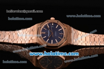 Audemars Piguet Royal Oak Swiss ETA 2824 Automatic Full Rose Gold with Sitck Markers and Blue Dial - 1:1 Original