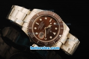 Rolex Submariner Swiss ETA 2836 Automatic Movement Steel Case and Strap with Brown Dial and Brown Ceramic Bezel