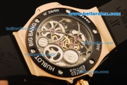 Hublot Big Bang Skeleton Swiss Tourbillon Manual Winding Movement Rose Gold Case with Black Rubber Strap