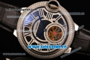 Cartier Ballon Bleu De Tourbillon Asia Automatic Steel Case with Black Dial and Roman Numeral Markers - Diamonds Bezel