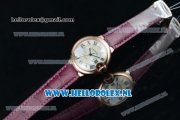 Cartier Ballon Bleu De Citizen Automatic Steel Case White Dial Roman Numeral Markers and Rose Red Genuine Leather Strap