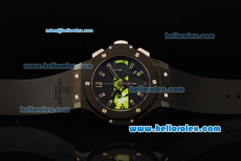 Hublot Big Bang Chronograph Swiss Valjoux 7750 Automatic Movement PVD Case and Bezel with Black Rubber Strap