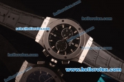 Hublot Classic Fusion Chronograph Quartz Steel Case with Black Carbon Fiber Dial and Black Leather Strap