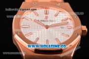 Audemars Piguet Royal Oak 33MM Miyota Quartz Rose Gold Case/Bracelet with White Dial and Stick Markers (EF)