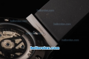 Hublot Big Bang Swiss Valjoux 7750 Chronograph Movement PVD Case with Black Dial-Green Diamond Bezel and Black Rubber Strap
