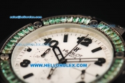 Hublot Big Bang Chronograph Swiss Quartz Movement PVD Case with Green Diamond Bezel and Green Rubber Strap-Lady Model