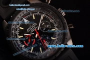 Breitling Chrono-Matic Swiss Valjoux 7750-DD Automatic PVD Case with Black Rubber Strap Black Dial and Stick Markers