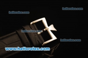 Vacheron Constantin Swiss ETA 2836 Automatic Movement Steel Case with White Dial and Black Leather Strap-Diamond Bezel