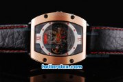 Richard Mille Tourbillon Gold Case with Red Marking and Black Leather Strap