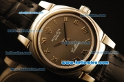 Rolex Cellini Swiss Quartz Steel Case with Black Silver Dial and Black Leather Strap-Lady Size