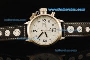 U-Boat Italo Fontana Chronograph Miyota Quartz Movement Steel Case with White Dial and Black Markers-Black Leather Strap U-Boat Italo Fontana Chronograph Miyota Quartz Movement Steel Case with White Dial and Black Markers-Black Leather Strap