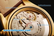 Rolex Daytona Chronograph Swiss Valjoux 7750 Automatic Movement Gold Case with Blue Dial and Brown Leather Strap