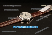 Longines Master 2824 Auto Steel Case with White Dial and Brown Leather Strap