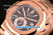 Patek Philippe Nautilus Chrono Swiss Valjoux 7750 Automatic Full Rose Gold with Black Dial an Whtie Stick Markers 1:1 Original (BP)