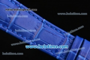 Vacheron Constantin Metiers D Art Miyota OS2035 Quartz Steel Case with Blue Dial and Blue Leather Strap