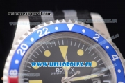 Rolex GMT-Master Asia 2813 Automatic Steel Case with Black Dial Black/Grey Nylon Strap and Red/Blue Bezel