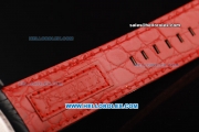 Ferrari Chronograph Miyota Quartz Movement PVD Case with Red Arabic Numerals and Black Dial - Black Leather Strap
