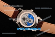 Ulysse Nardin Skeleton Tourbillon Manufacture Asia Automatic Steel Case with Brown/White Dial and Brown Leather Strap