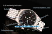 IWC Pilots Top Gun Miramar Chrono Miyota Quartz Full Steel with Black Dial and White Arabic Numeral Markers