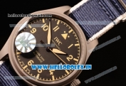 IWC Pilot's Watch Mark XVIII Miyota 9015 Automatic Steel Case Black Dial With Arabic Numeral Markers Brown Nylon Strap