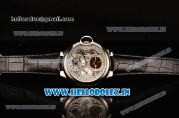 Cartier Ballon Bleu De Tourbillon Asia Automatic Steel Case with White Skeleton Dial and Black Leather Strap