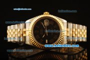 Rolex Datejust II Swiss ETA 2836 Automatic Full Steel with Yellow Gold Bezel and Black Dial-Yellow Gold Hands