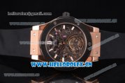 Hublot Classic Fusion Tourbillon Swiss Tourbillon Manual Winding Rose Gold Case with Skeleton Dial Black Rubber Strap and Stick Markers (GF)