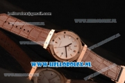 Hublot Classic Fusion 9015 Auto Rose Gold Case with White Dial and Brown Leather Strap