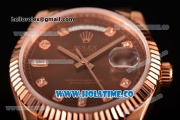 Rolex Day-Date Asia 2813/Swiss ETA 2836/Clone Rolex 3135 Automatic Rose Gold Case with Diamonds Markers and Brown Dial (BP)