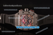 Richard Mille RM 011 Felipe Massa Flyback Chronograph Swiss Valjoux 7750 Automatic Carbon Fiber Case with Skeleton Dial and Black Rubber Strap - 1:1 Original