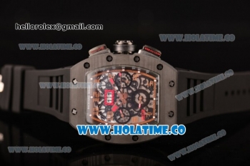 Richard Mille RM 011 Felipe Massa Flyback Chronograph Swiss Valjoux 7750 Automatic Carbon Fiber Case with Skeleton Dial and Black Rubber Strap - 1:1 Original