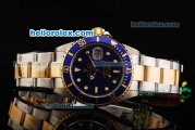 Rolex Submariner Swiss ETA 2836 Automatic Movement Steel Case with Blue Dial and Two Tone Strap