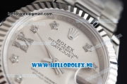 Rolex Datejust Swiss ETA 2671 Automatic Steel Case with Silver Dial Diamonds Markers and Steel Bracelet (BP)