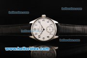 IWC Schaffhausen Swiss ETA 6497 Manual Winding Movement Steel Case with White Dial and Black Leather Strap