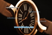 Cartier d'Art Swiss Quartz Rose Gold Case with Black Dial and Brown Leather Strap