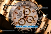 Rolex Daytona Chrono Swiss Valjoux 7750 Automatic Yellow Gold Case/Bracelet with Diamonds Markers White Dial and Ceramic Bezel (BP)