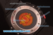 Hublot Big Bang Red Devil Chronograph Quartz PVD Case with Skeleton Dial and Black Rubber Strap-7750 Coating