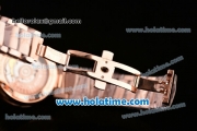 Omega De Ville Ladymatic Swiss ETA 2824 Rose Gold Case Rose Gold Bracelet with Diamond Bezel and White Dial