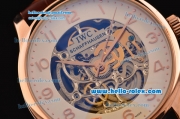 IWC Portuguese Asia 3836 Automatic Rose Gold Case and Brown Leather Strap Skeleton Dial