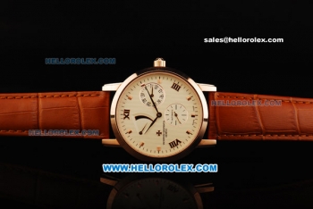 Vacheron Constantin Power Reserve Automatic Movement Rose Gold Case with Rose Gold Markers and Leather Strap