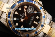 Rolex GMT Master II Swiss ETA 2836 Automatic Movement Black Dial with White Markers and Two Tone Strap