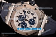 Audemars Piguet Royal Oak Offshore Navy Chronograph Swiss Valjoux 7750 Automatic Steel Case with Blue Rubber Strap White Dial and Blue Markers (JF)