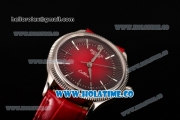 Rolex Cellini Time Asia 2813 Automatic Steel Case with Silver Stick Markers and Black/Red Dial