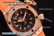 Hublot King Power Diver Oceanographic 4000 Swiss ETA 2836 Automatic Rose Gold Case with Black Dial and Orange Rubber Strap 1:1 Original