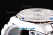 Rolex Day-Date Oyster Perpetual Full Diamond with Diamond Dial and Blue Marking