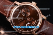 Audemars Piguet Jules Audemars Dual Time Asia ST25 Automatic Rose Gold Case Brown Dial Stick Markers and Brown Leather Strap