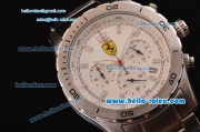 Ferrari Chronograph Miyota OS20 Quartz Full Steel with Silver Markers and White Dial