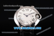 Cartier Ballon Bleu De Small Swiss ETA Quartz Steel Case with White Dial and Roman Numeral Markers (JF)