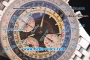 Breitling Montbrilliant Datora Swiss Valjoux 7751 Automatic Steel Case/Strap with Black Dial