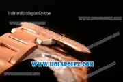 Cartier Rotonde De Miyota Quartz Rose Gold Case/Bracelet with Brown Dial and Diamonds Bezel